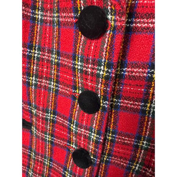 Vintage Norton McNaughton Irish Wool Plaid Blazer Velvet Trim  8P Y2k Retro Cozy - Picture 7 of 8
